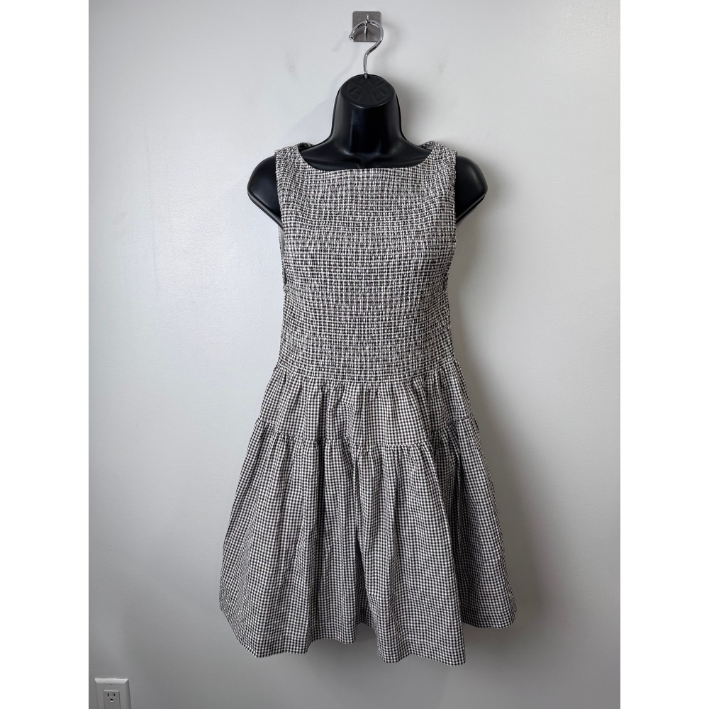 Hill House Women The Cosima Mini Nap Dress Gingham Smocked Tiered Cotton Small